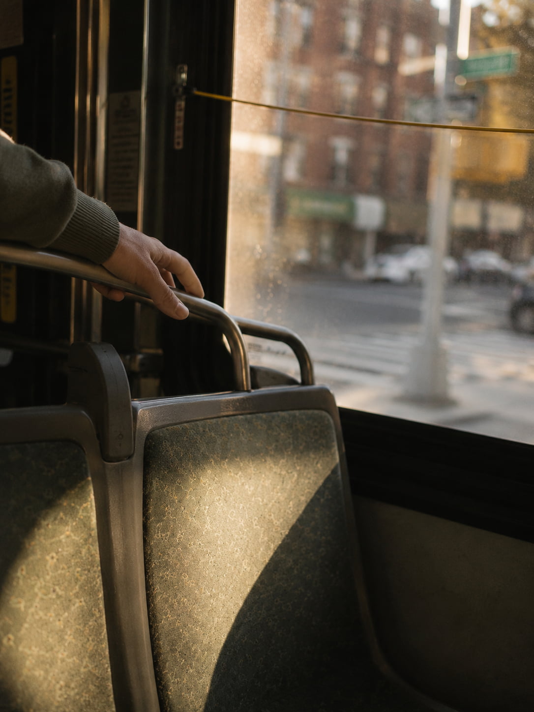 Morning light through a bus window